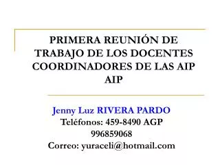 PRIMERA REUNIÓN DE TRABAJO DE LOS DOCENTES COORDINADORES DE LAS AIP AIP