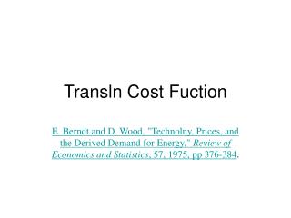 Transln Cost Fuction