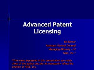 Advanced Patent Licensing