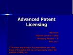 Advanced Patent Licensing - slide 1
