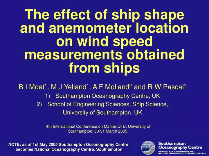 the effect of ship shape and anemometer location on wind speed measurements obtained from ships