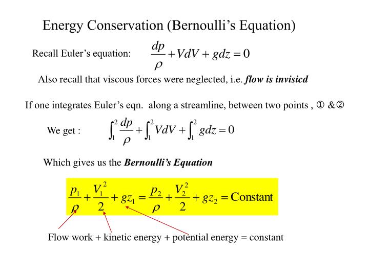 energy conservation bernoulli s equation
