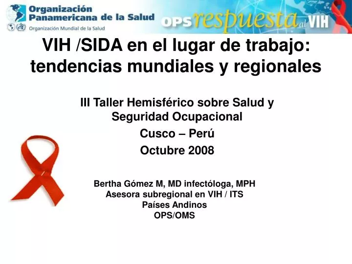 vih sida en el lugar de trabajo tendencias mundiales y regionales