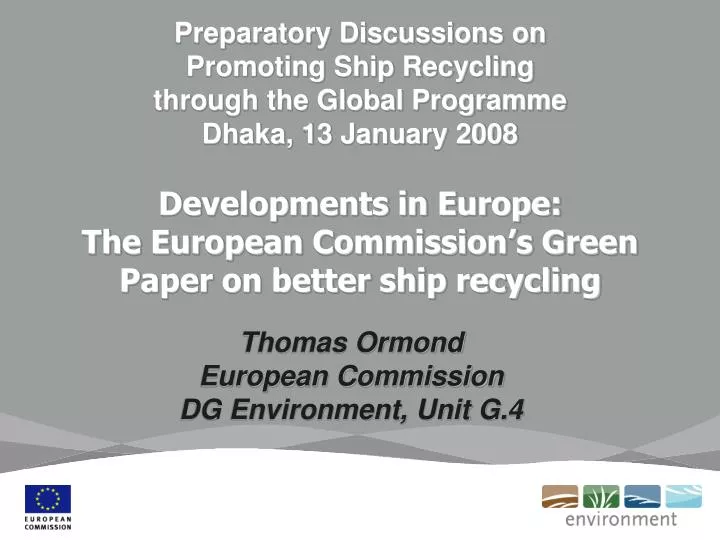 thomas ormond european commission dg environment unit g 4