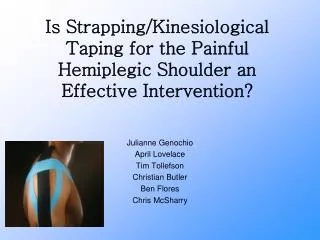Is Strapping/Kinesiological Taping for the Painful Hemiplegic Shoulder an Effective Intervention?