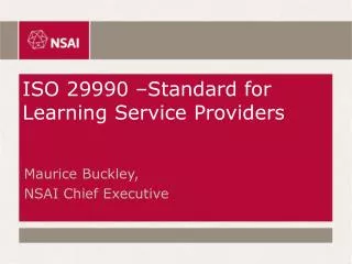 ISO 29990 –Standard for Learning Service Providers