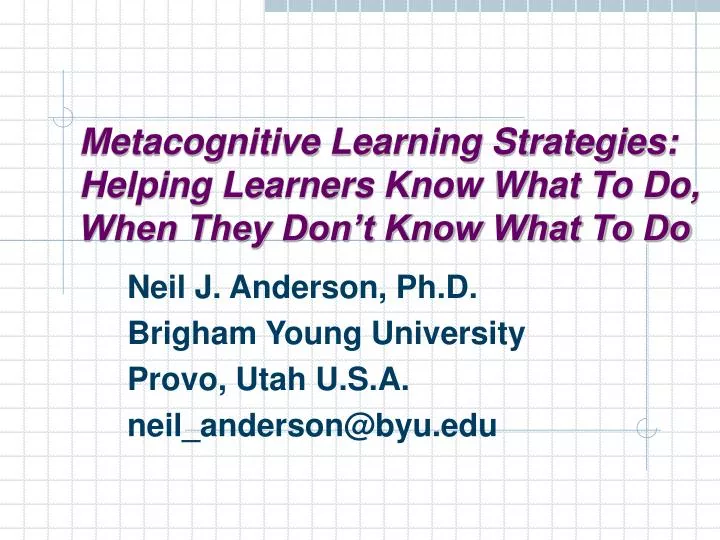metacognitive learning strategies helping learners know what to do when they don t know what to do