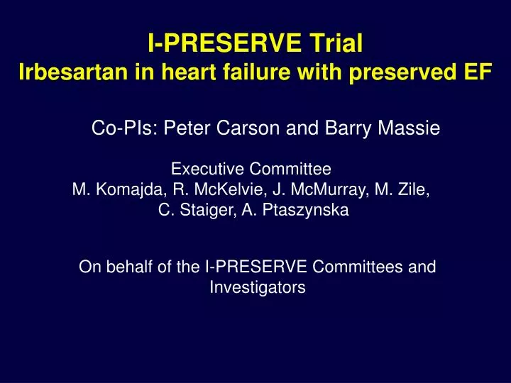 i preserve trial irbesartan in heart failure with preserved ef