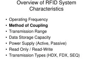 Overview of RFID System Characteristics