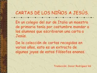 CARTAS DE LOS NIÑOS A JESÚS.