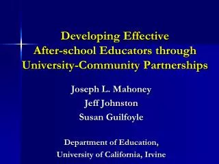 Developing Effective After-school Educators through University-Community Partnerships