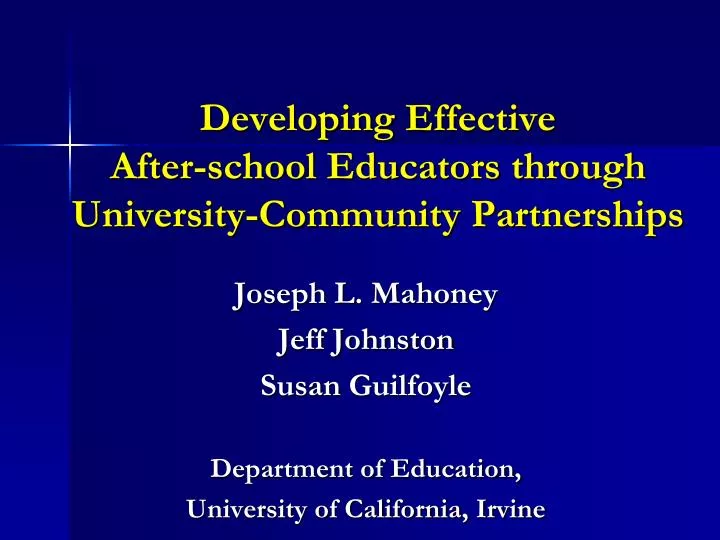 developing effective after school educators through university community partnerships