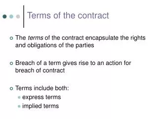 Terms of the contract