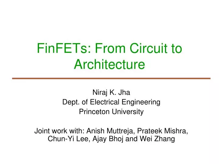 finfets from circuit to architecture
