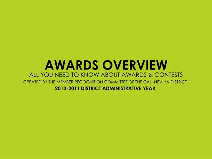 awards overview