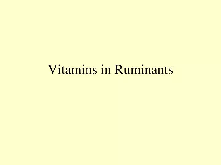 vitamins in ruminants
