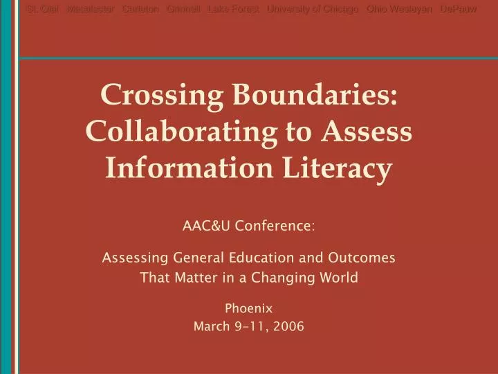 crossing boundaries collaborating to assess information literacy