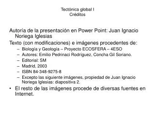 Tectónica global I Créditos