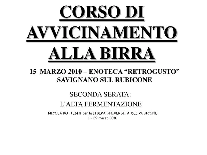 corso di avvicinamento alla birra