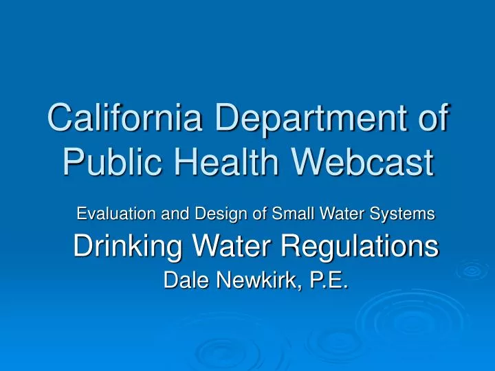 california department of public health webcast