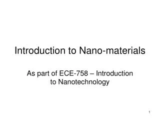 Introduction to Nano-materials