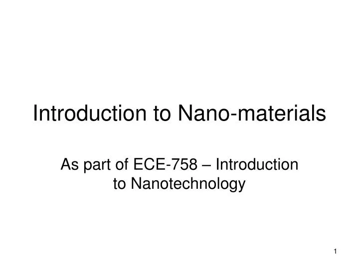 introduction to nano materials