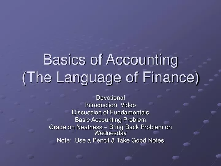 basics of accounting the language of finance