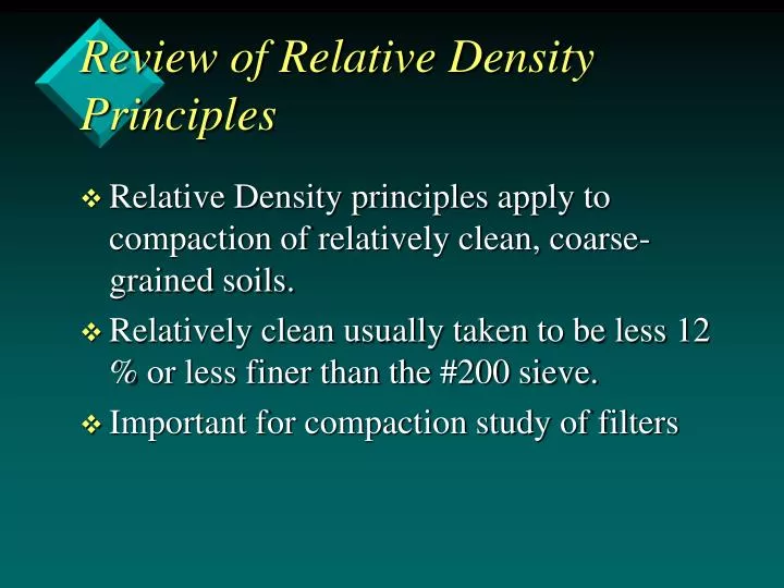 review of relative density principles