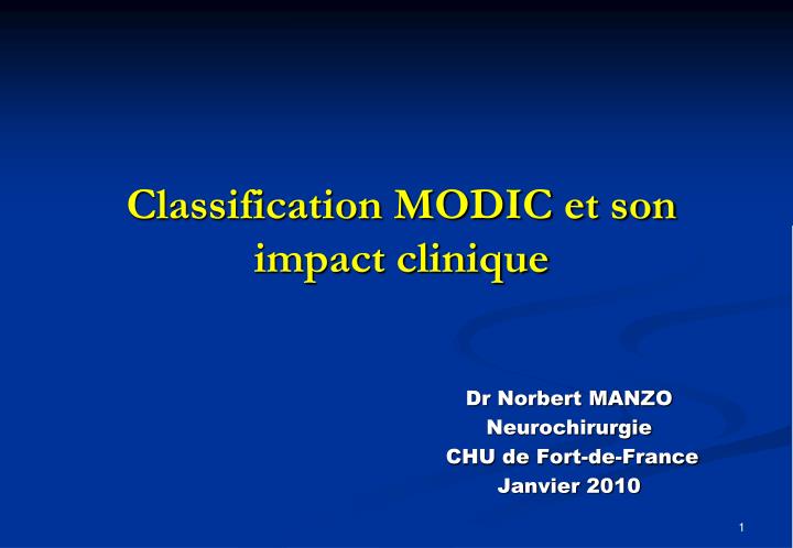 classification modic et son impact clinique