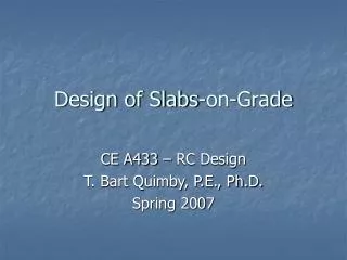 Design of Slabs-on-Grade