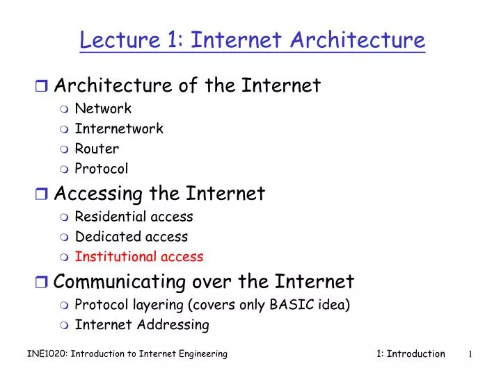lecture 1 internet architecture