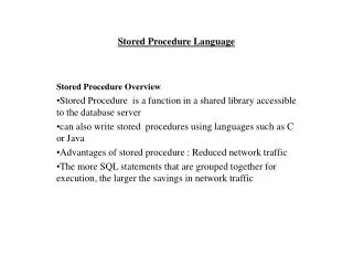 Stored Procedure Language
