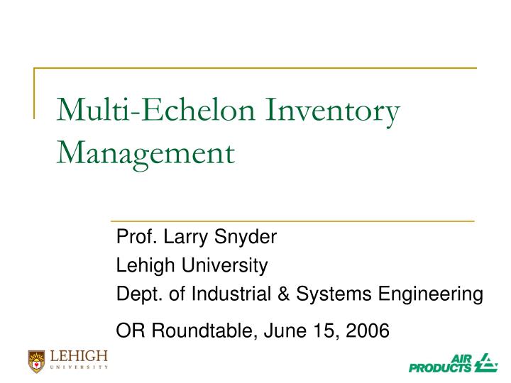 multi echelon inventory management