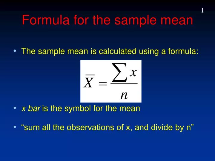 formula for the sample mean