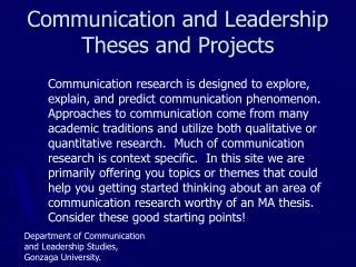 Communication and Leadership Theses and Projects