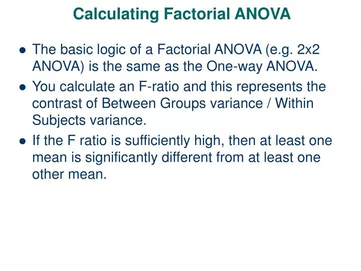calculating factorial anova