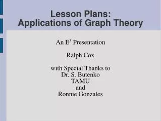Lesson Plans: Applications of Graph Theory
