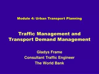 Traffic Management and Transport Demand Management
