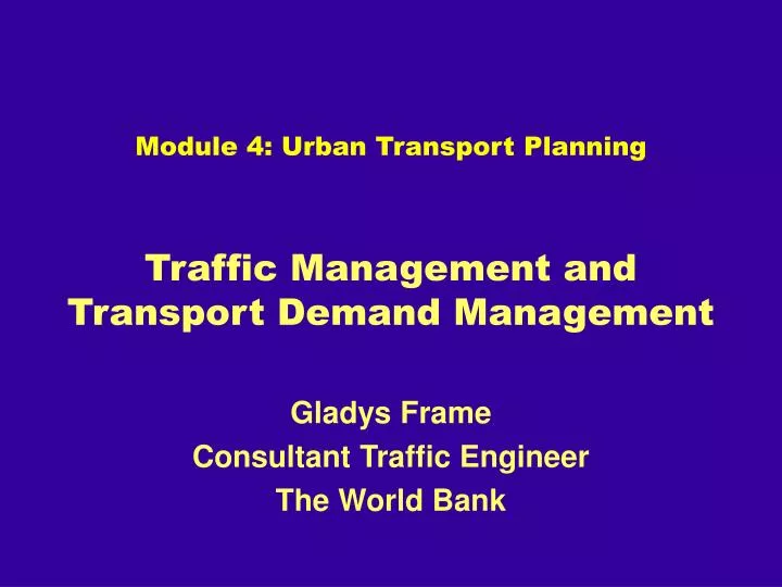 traffic management and transport demand management