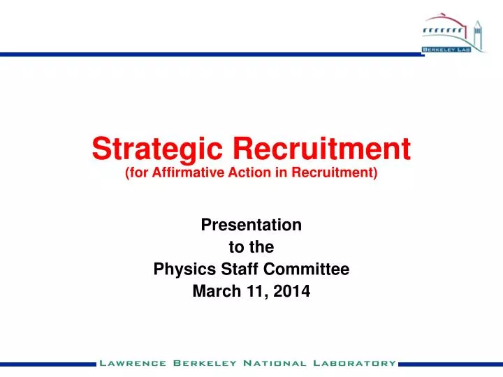 strategic recruitment for affirmative action in recruitment