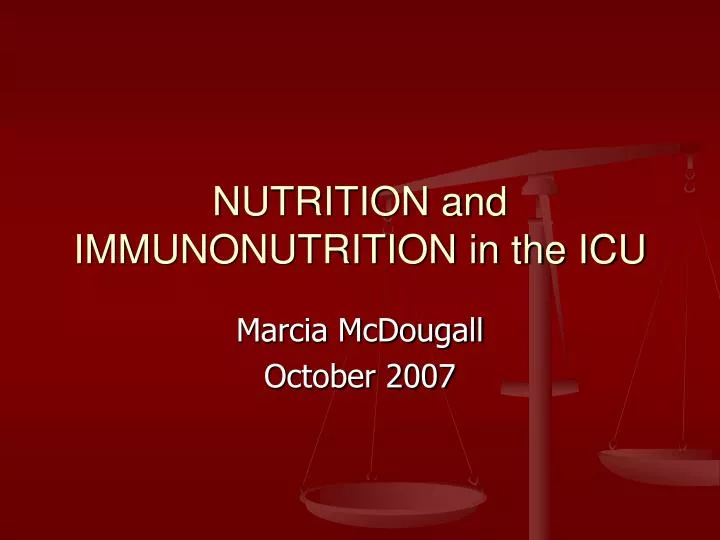 nutrition and immunonutrition in the icu