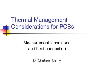 Thermal Management Considerations for PCBs