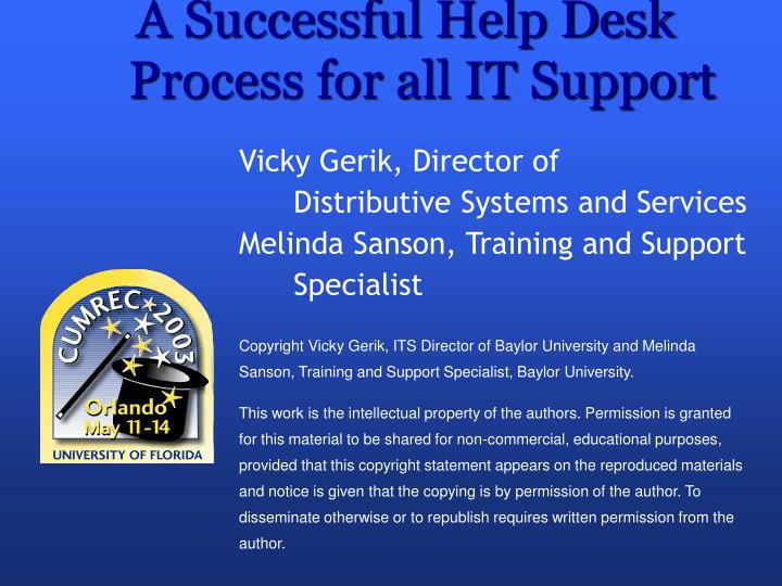 a successful help desk process for all it support