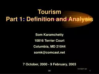 Tourism Part 1: Definition and Analysis