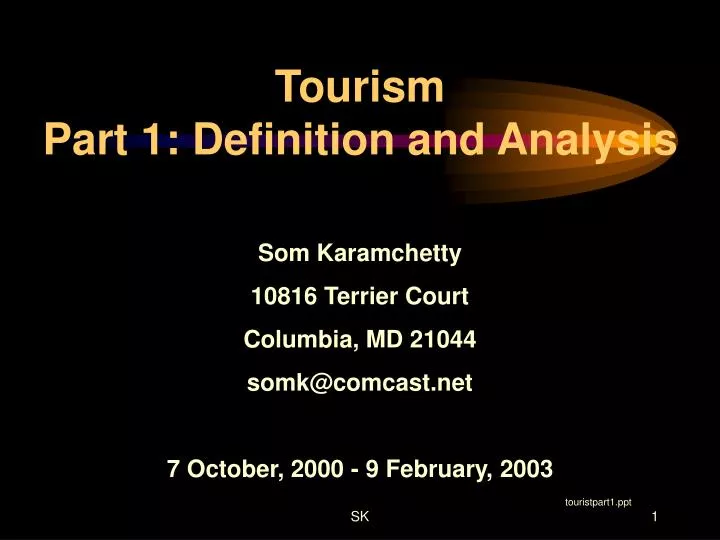 tourism part 1 definition and analysis