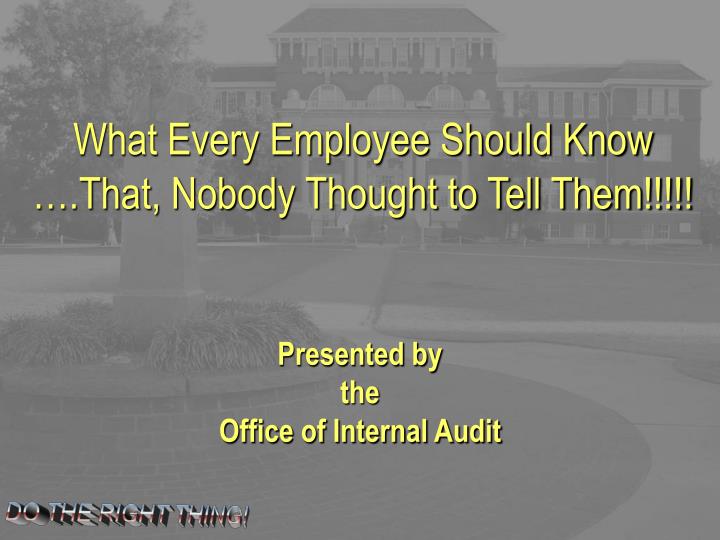 what every employee should know
