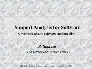 Support Analysis for Software
