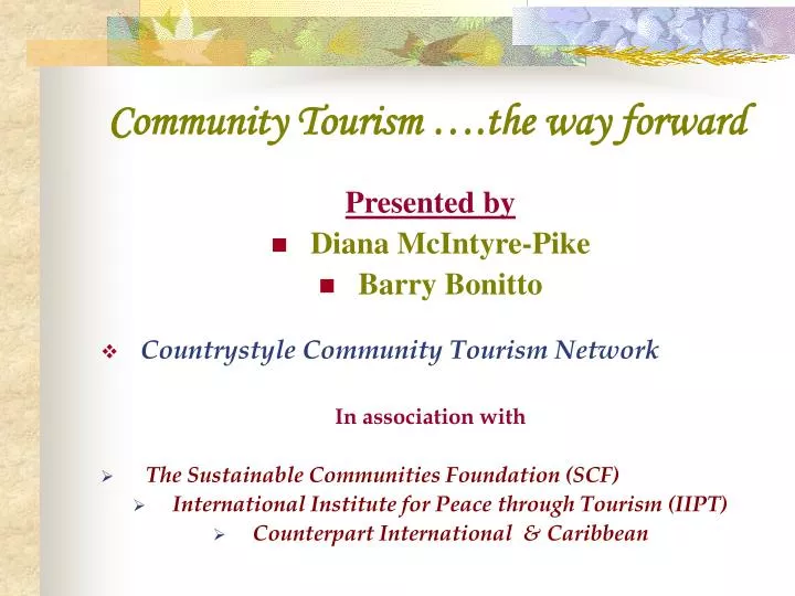 community tourism the way forward