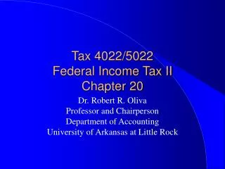 Tax 4022/5022 Federal Income Tax II Chapter 20