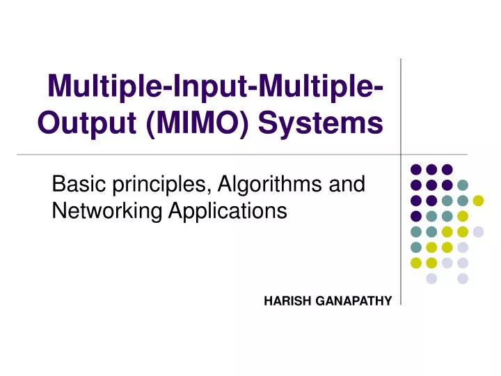 multiple input multiple output mimo systems